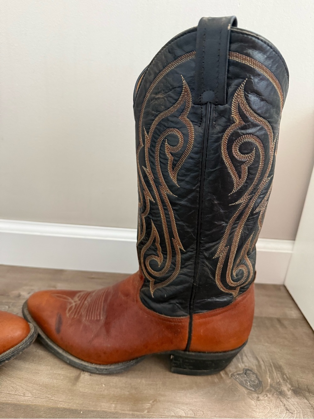 Tony Lama Cowboy Boots Men 9 Leather Style 6350 Brown Black READ Western - Picture 10 of 16